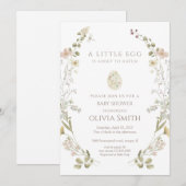 A Little Egg Is About To Hatch Baby Shower 招待状 (正面/裏面)