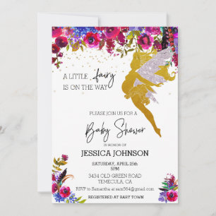 A Little Fairy is on the way Baby Showerフローラ 招待状