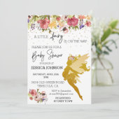 A Little Fairy is on the way Baby Shower金ゴールド 招待状 (スタンド正面)