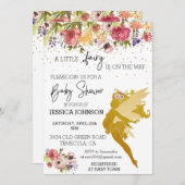 A Little Fairy is on the way Baby Shower金ゴールド 招待状 (正面/裏面)