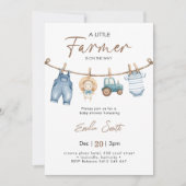 A little Farmer Baby Clothesline Baby shower 招待状 (正面)