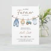 A little Farmer Baby Clothesline Baby shower 招待状 (スタンド正面)