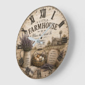 A Little Farmhouse Is Where the Heart Is Lavender ラージ壁時計 (傾斜)
