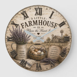A Little Farmhouse Is Where the Heart Is Lavender ラージ壁時計
