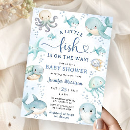 A Little Fish Is On the Way Baby Shower Invitation 招待状