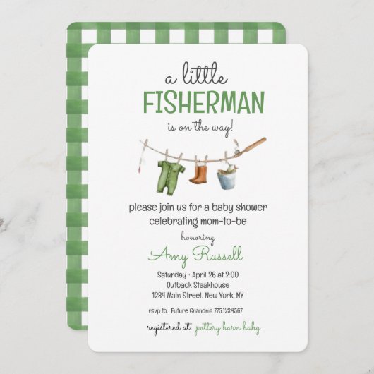 A Little Fisherman Baby Shower Invitation 招待状 (正面/裏面)
