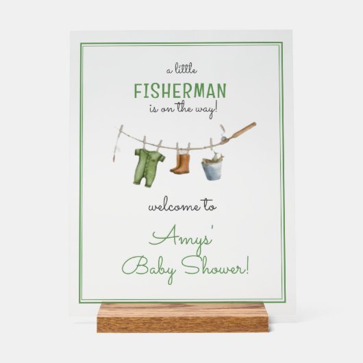 A Little Fisherman Baby Shower Welcome アクリルサイン (正面)