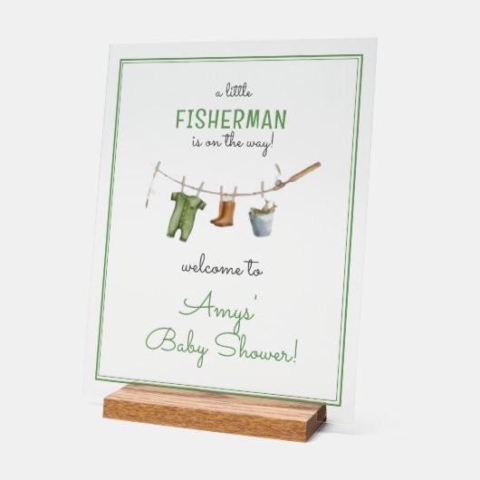 A Little Fisherman Baby Shower Welcome アクリルサイン (傾斜)