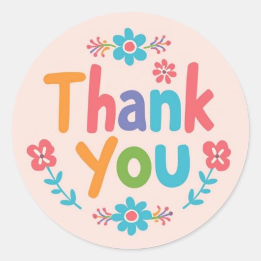  A Little Flower, A Big Thank You Sticker ラウンドシール (正面)