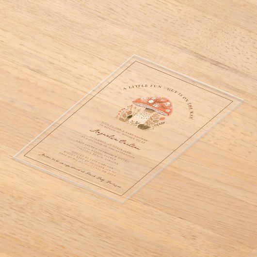 A Little Fun Guy Mushroom Fall Baby Shower  アクリル招待状 (レイダウン)