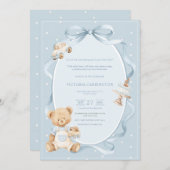 A Little Gentleman Blue Boy Bear Baby  招待状 (正面/裏面)