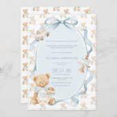 A Little Gentleman Blue Boy Bear Baby  招待状 (正面/裏面)