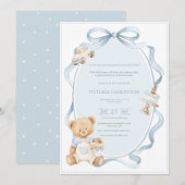 A Little Gentleman Blue Boy Bear Baby  招待状 (正面/裏面)