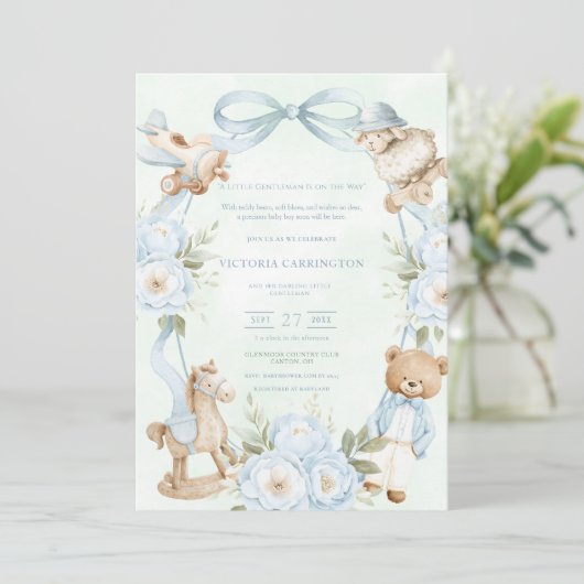A Little Gentleman Blue Boy Bear Baby  招待状 (スタンド正面)