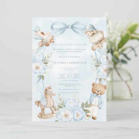 A Little Gentleman Blue Boy Bear Baby  招待状 (スタンド正面)