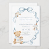 A Little Gentleman Blue Boy Bear Baby  招待状 (正面/裏面)