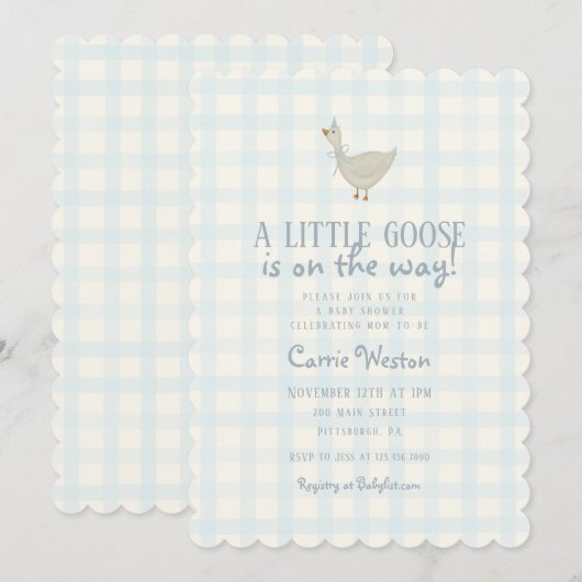 A Little Goose Boy Baby Shower Invitation 招待状 (正面/裏面)