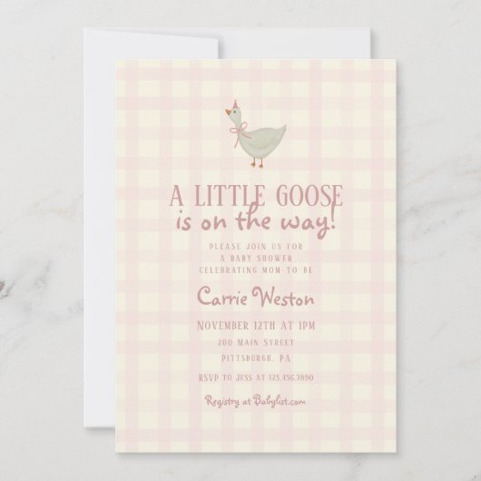 A Little Goose Girl Baby Shower Invitation 招待状 (正面)