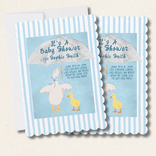 A Little Goose Is On The Way Baby Shower Scalloped 招待状