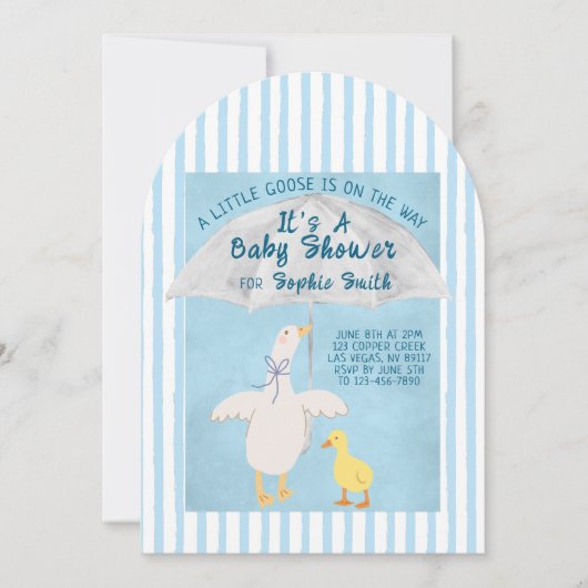 A Little Goose Is On The Way It's A Baby Shower  招待状 (正面)