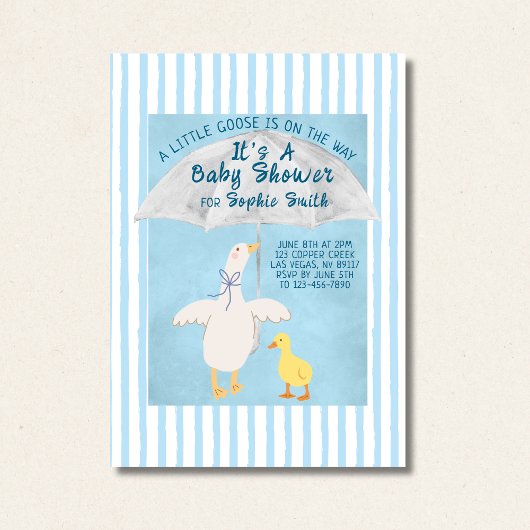 A Little Goose Is On The Way Storybook Baby Shower 招待状