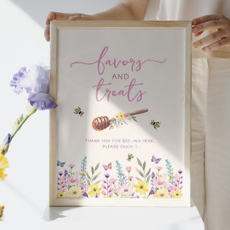 A Little Honey Baby Shower Favors & Treats Sign ポスター