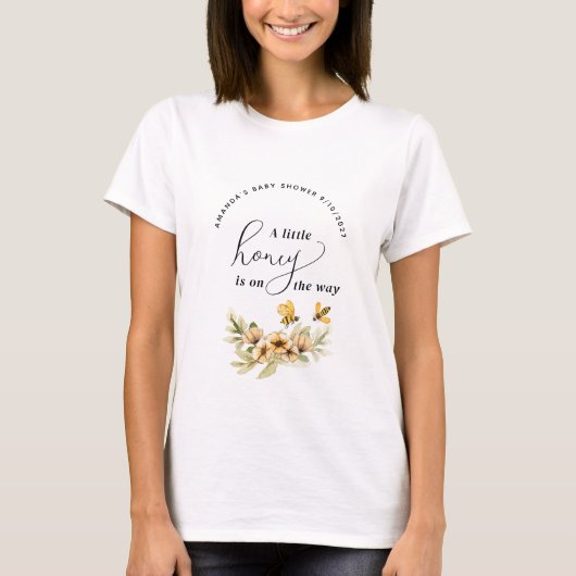  A little honey bee Baby Shower Tシャツ (正面)