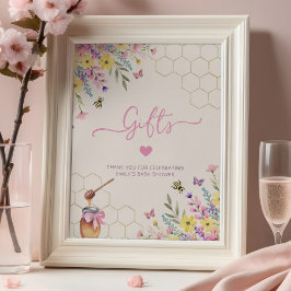 A Little Honey Bee Pink Floral Baby Shower Gifts ポスター