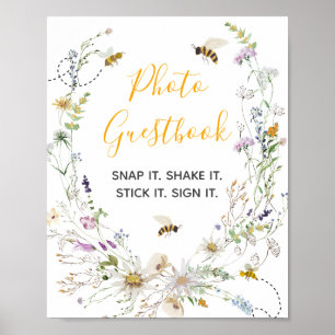 A Little Honey Bee Wildflower Photo Guestbook ポスター