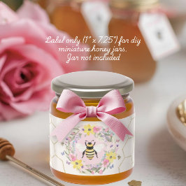 A Little Honey Floral Bee Baby Shower Favor Label ラップアラウンドラベル