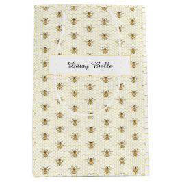 A little Honey Is On The Way Baby Shower ミディアムペーパーバッグ