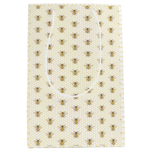 A little Honey Is On The Way Baby Shower ミディアムペーパーバッグ (正面)