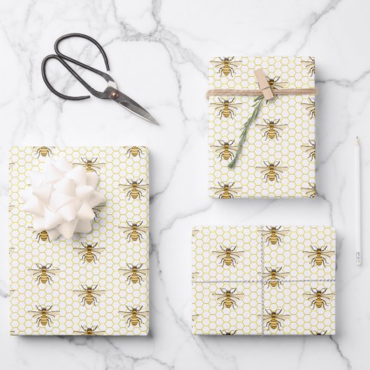 A little Honey Is On The Way Baby Shower ラッピングペーパーシート (正面)