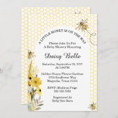 A little Honey Is On The Way Baby Shower 招待状 (正面/裏面)