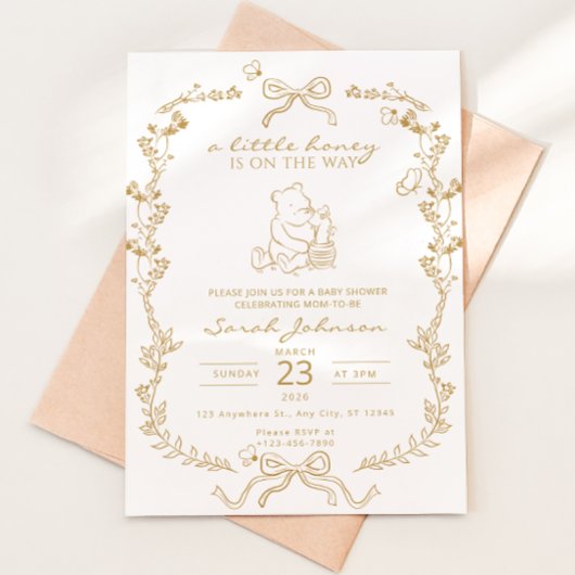 A Little Honey Is On The Way Baby Shower Invite 招待状