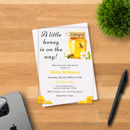 A Little Honey is on the Way Bee Baby Shower アクリル招待状