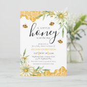 A Little Honey Is On The Way Bee Baby Shower 招待状 (スタンド正面)
