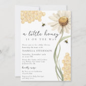 A Little Honey Is On The Way Bee Baby Shower Theme 招待状 (正面)