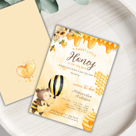 A Little Honey On Way Bee Bear Floral Baby Shower  招待状