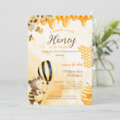 A Little Honey On Way Bee Bear Floral Baby Shower  招待状 (スタンド正面)
