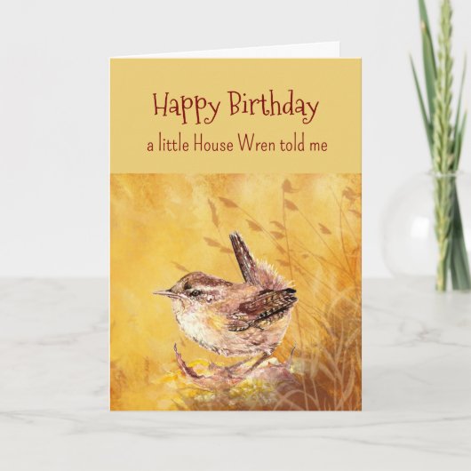A Little House Wren Personality Birthday Fun Bird カード (正面)