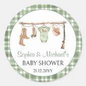 A little hunter baby shower cupcake topper ラウンドシール (正面)
