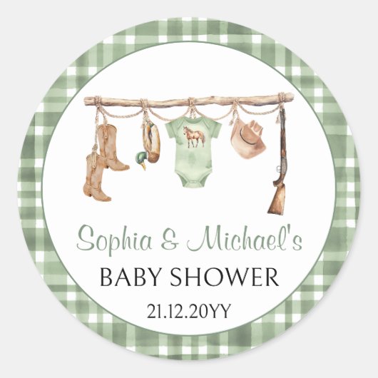 A little hunter baby shower cupcake topper ラウンドシール (正面)