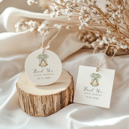 A little hunter is on the way baby shower  フェイバータグ