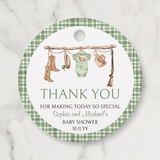 A Little Hunter Is On The Way Baby Shower  フェイバータグ (正面)