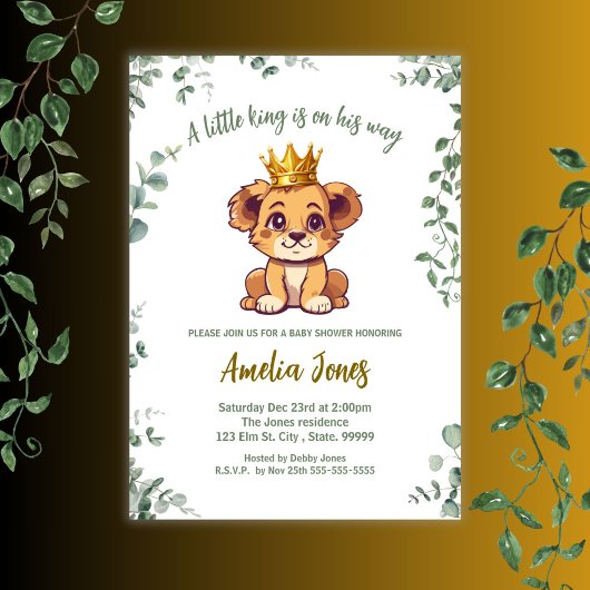 A Little King is on huring Baby Shower 招待状