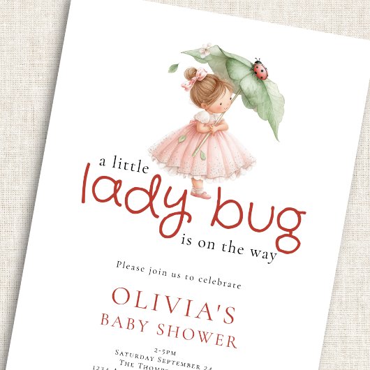 A Little Lady Bug Baby Shower 招待状