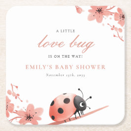 A Little Love Bug Is On The Way Baby Shower スクエアペーパーコースター