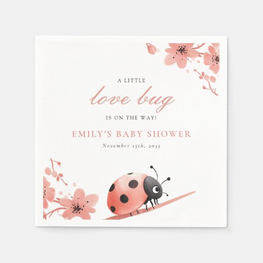 A Little Love Bug Is On The Way Baby Shower スタンダードカクテルナプキン (正面)