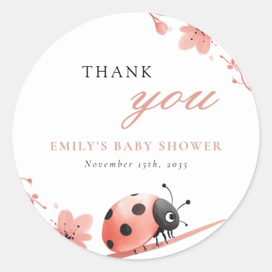 A Little Love Bug Is On The Way Baby Shower ラウンドシール (正面)